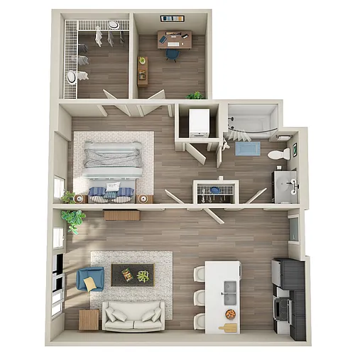 Floor plan 1 Bed, 1 Bath Den - MFTE - C