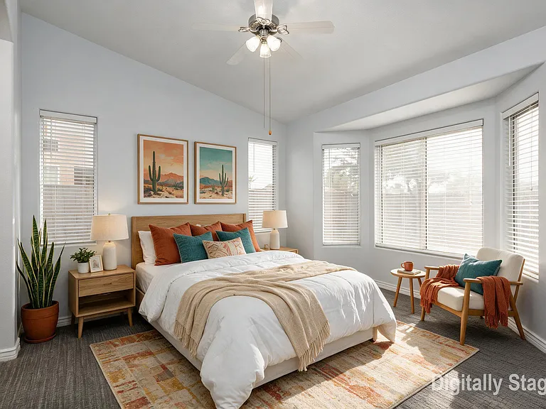 Staged master bedroom