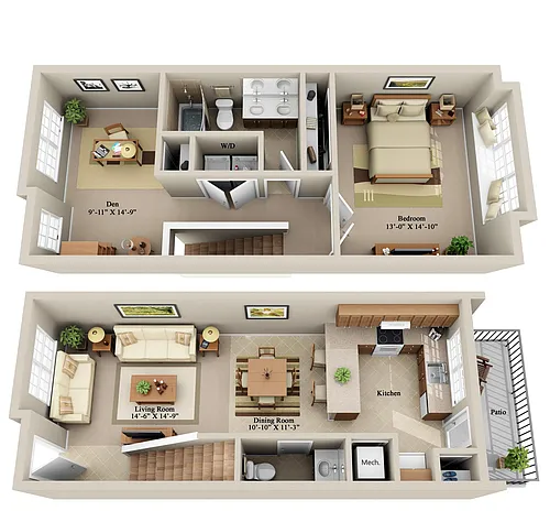 Floor plan 1 BDRM TOWNHOME