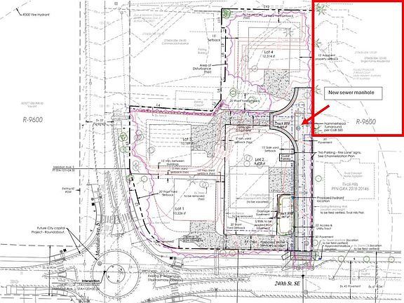 Adjacent 4 lot plat available w/ access Road & new sewer manhole where subject property would connect w/ sewer.  .>