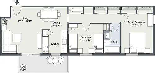 Floor plan 2 Bedroom Apartment