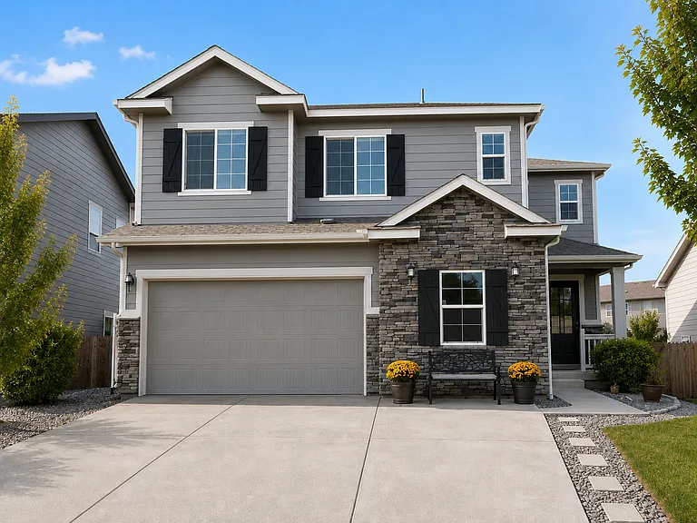 Exterior of the spacious owner-occupied home. Tenant access includes designated shared spaces; basement is owner-private. Digitally enhanced for presentation.