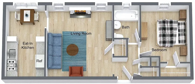 Floor plan 1 Bedroom 1 Bath