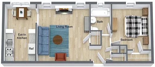 Floor plan 1 Bedroom 1 Bath