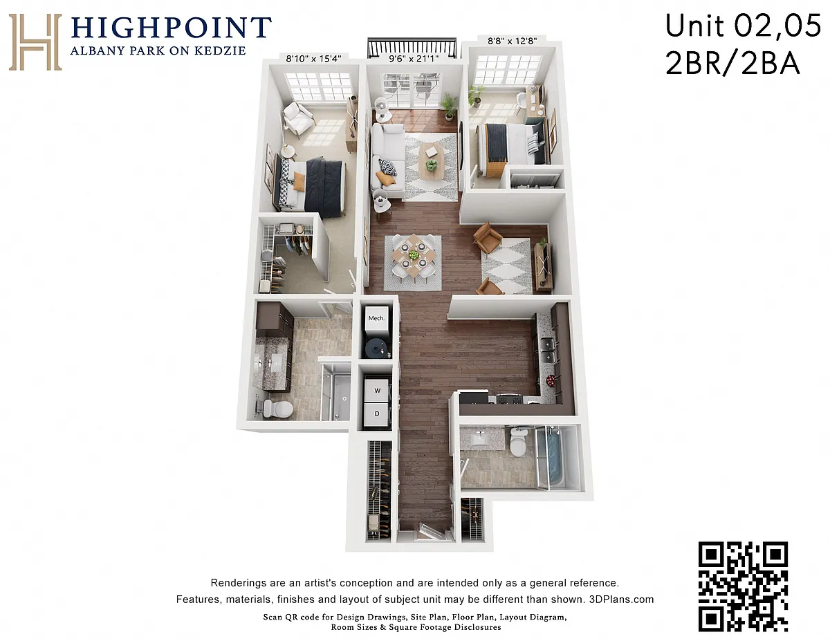 Floor plan 2 Bed 2 Bath