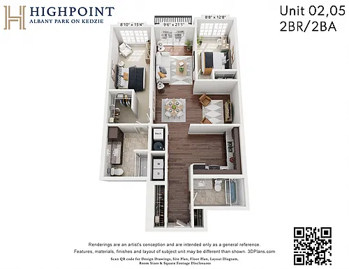 Floor plan 2 Bed 2 Bath