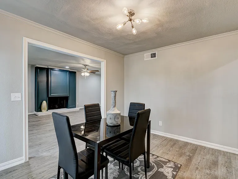 Separate dining room with patio access.