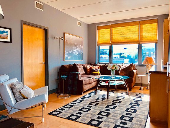 Living room with city views.