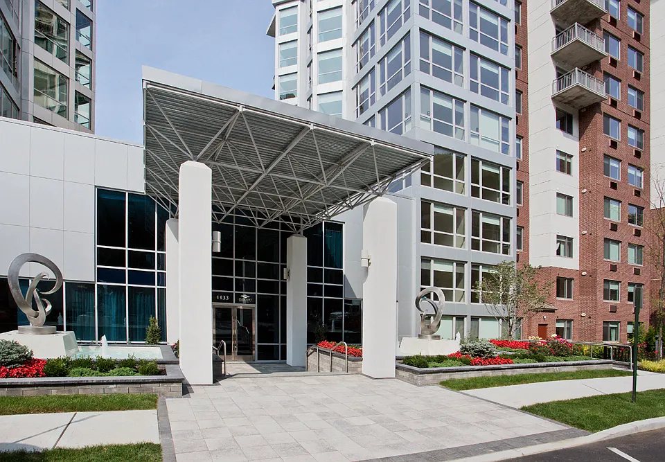 River Tides Entrance with Sculptural Fountains