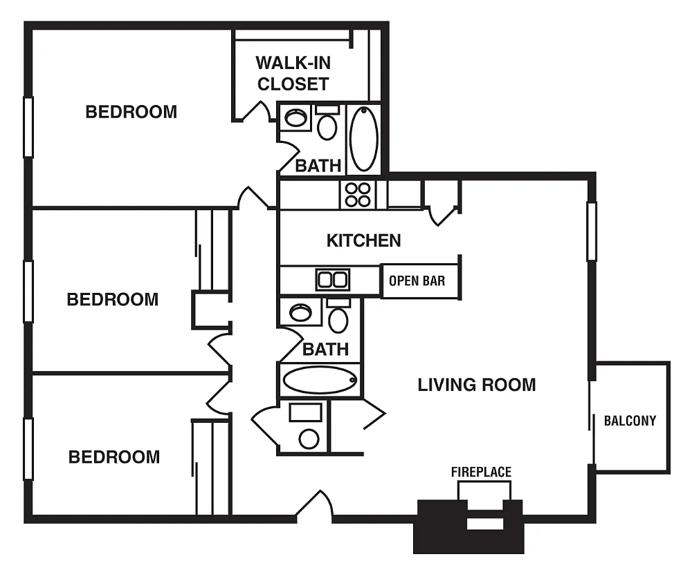 Floor plan 3 Bedroom/2 Bathroom