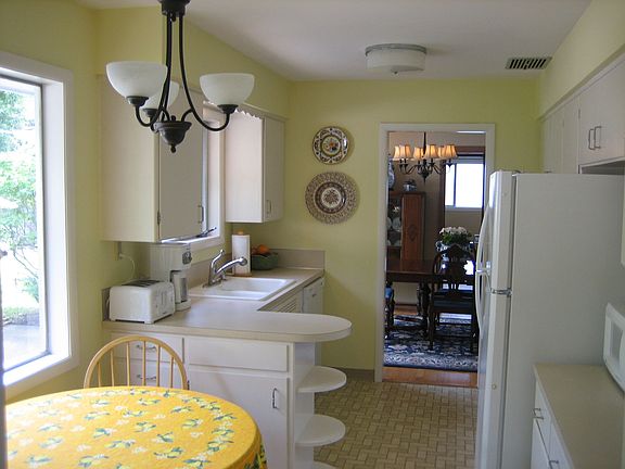kitchen and eating area