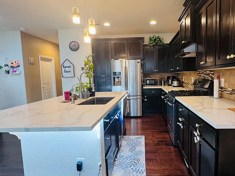kitchen with new granite counterops