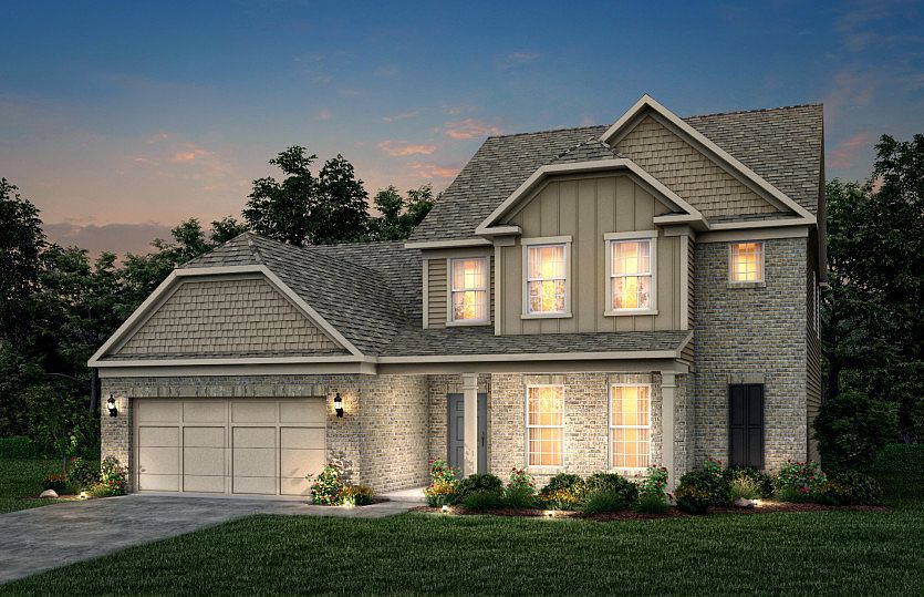 Furman Exterior 58 features Brick, Hardie Board, shakes, covered front porch and 2 car garage