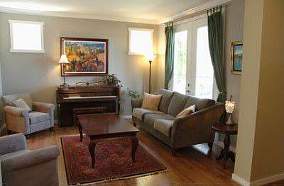front room with french doors to porch