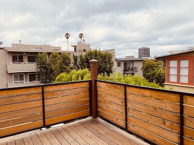 private deck at the rear of the building