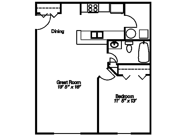 Floor plan 1 Bedroom 2nd Floor