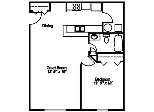 Floor plan 1 Bedroom 3rd Floor