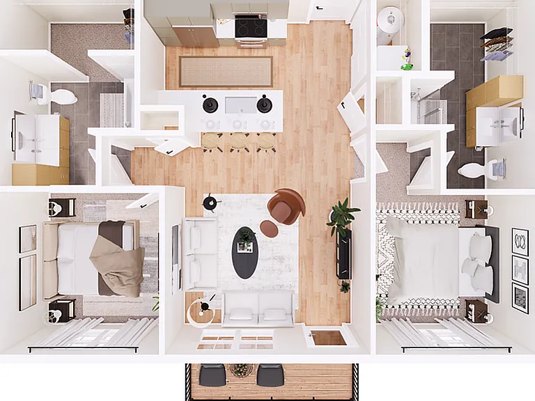 2B Overhead floor plan - 992 sqft 2B Overhead floor plan - 992 sqft