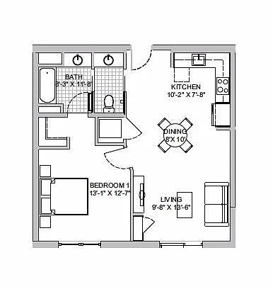 Floor plan Balcony One Bedroom
