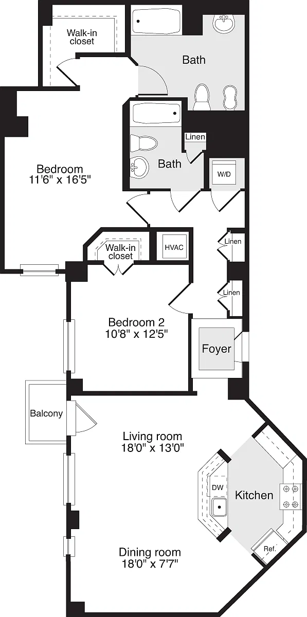 Floor plan 2 Bedrooms Y