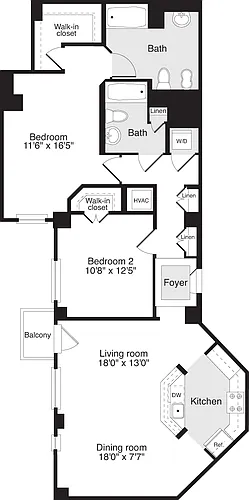 Floor plan 2 Bedrooms Y