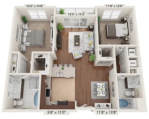 Floor plan Two Bedroom B2