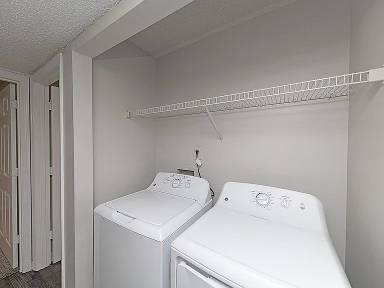 Washer & dryer with shelving
