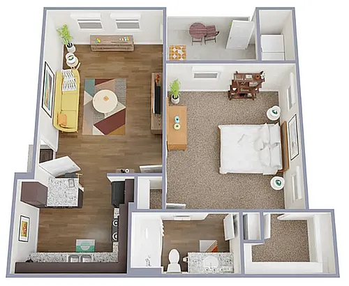 Floor plan 1 Bedroom 1 Bath A1E