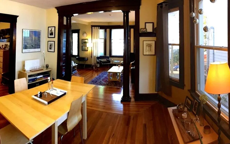 view from dining room into living room
