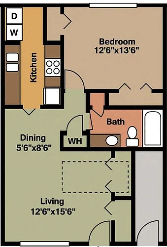 Floor plan One Bedroom One Bath