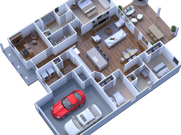 Flat Creek 3D Floorplan - Tricreek Homes