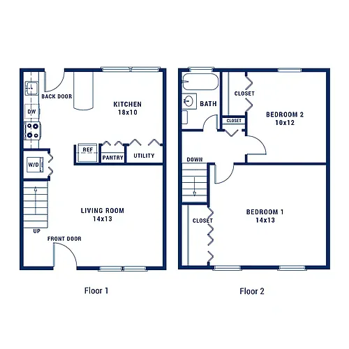 Floor plan 2 Bedroom 1 Bath B