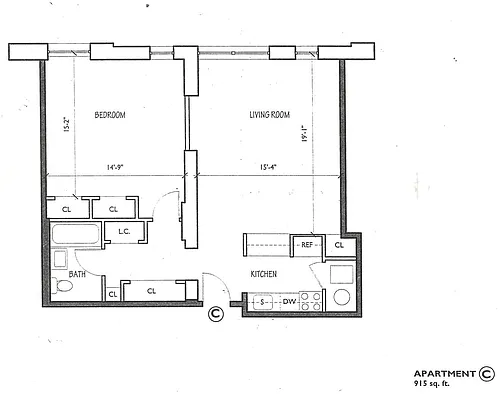 Floor plan One Bedroom C Line
