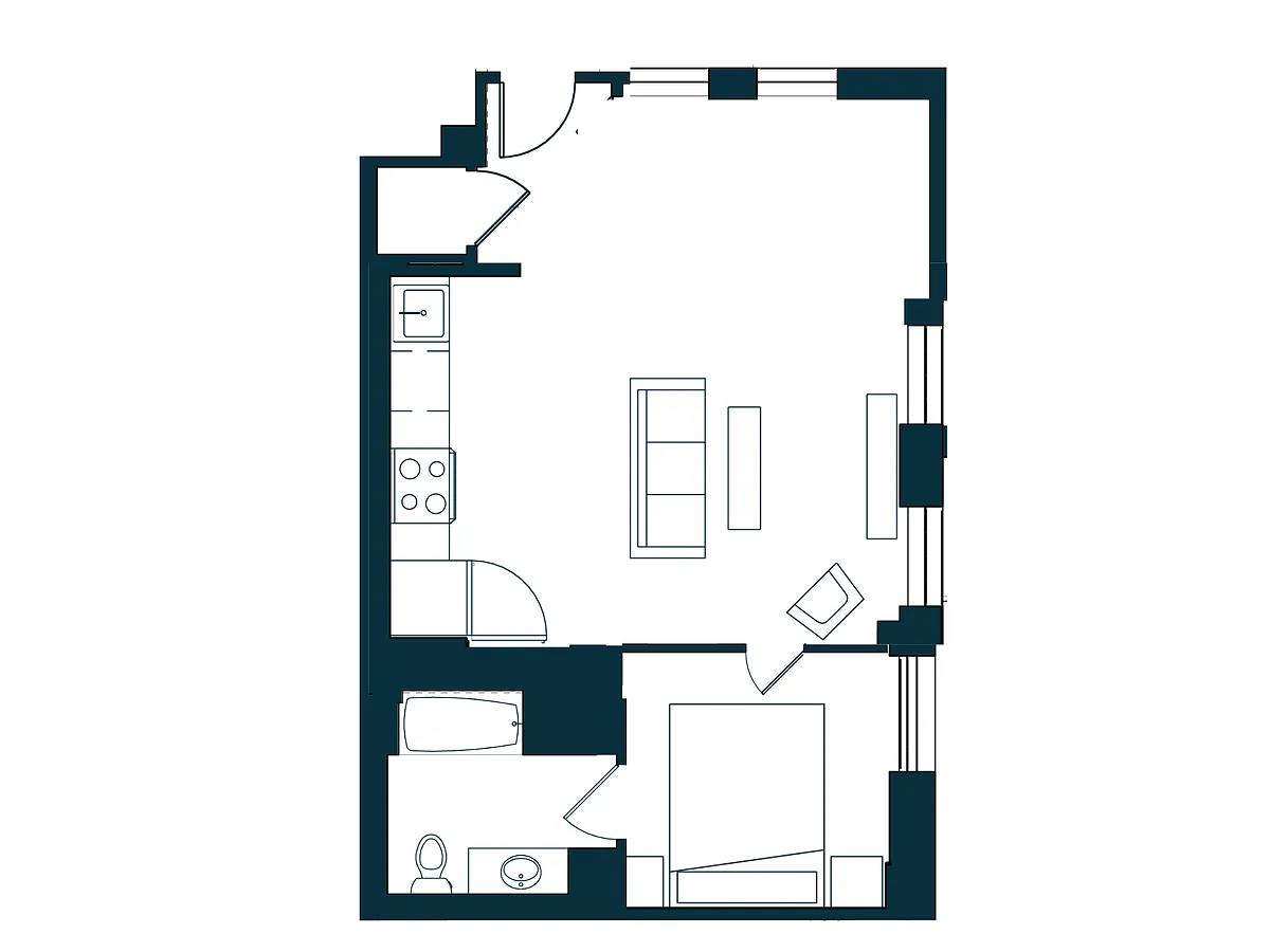 Floor plan A1A -Market Rate