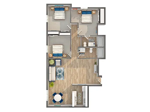 Floor plan Portola 4-plex with Private Garage