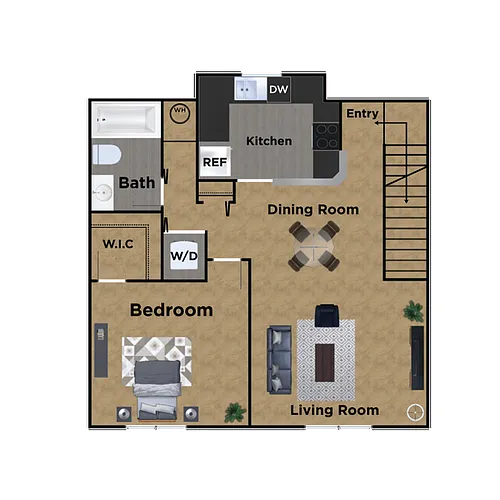Floor plan 1x1 Carriage House A