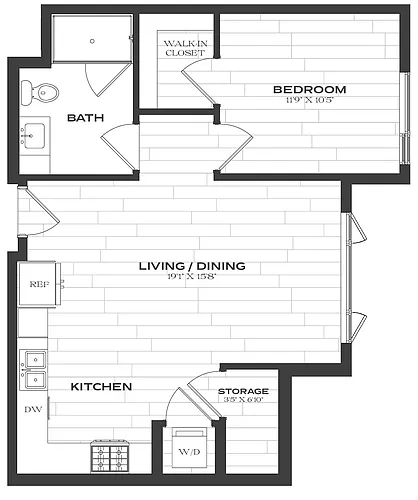 Floor plan 1 Bed/1 Bath-A2