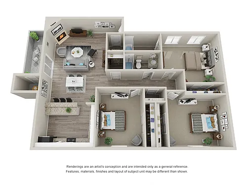 Floor plan C1: 3 Bed 2 Bath