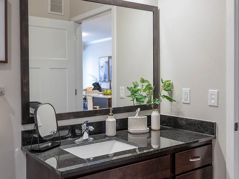 Large bathroom vanities and mirrors