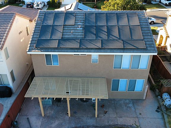 Aerial view of rear house solar