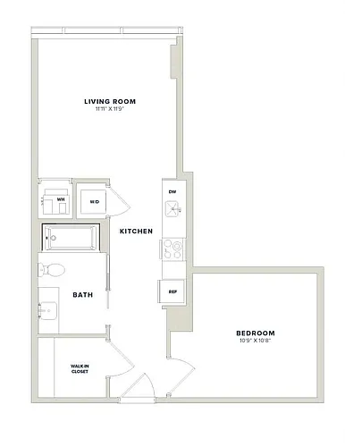 Floor plan 1 Bed-1 Bath JR-1C Luminary
