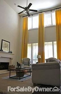 Family Room with 20 ft. ceilings