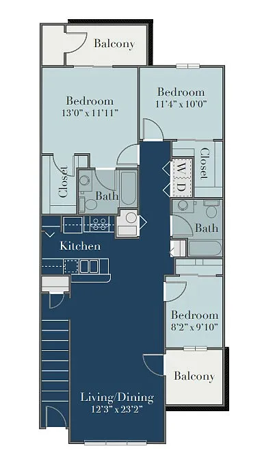Floor plan 3Bed/2Bath Up Mkt