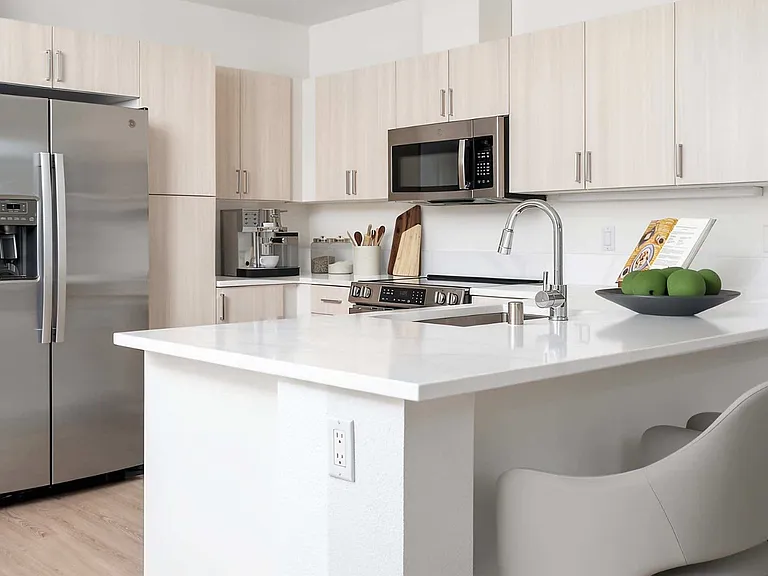 New quartz countertops and fixtures in our newly upgraded units in the North Building