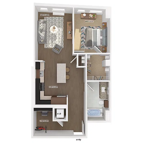 Floor plan 1 Bedroom 11G