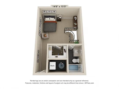 Floor plan Classic 1 Bedroom Loft