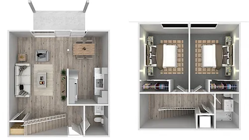 Floor plan Two Bedroom One and One Half Bath Townhome A