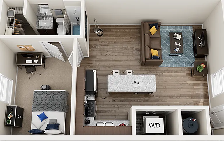The Collective at Lawrence 1x1 Townhome Floor Plan The Collective at Lawrence 1x1 Townhome Floor Plan