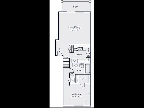 Floor plan One Bedroom One Bath (818 SF)