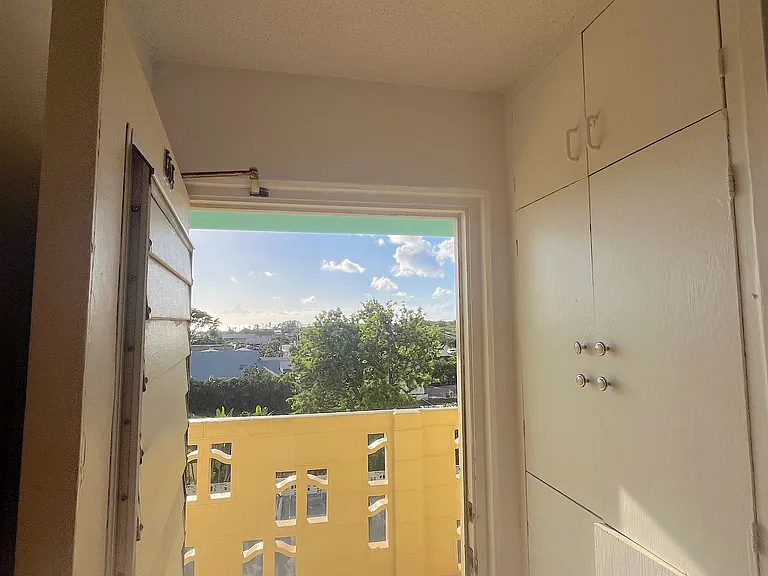 Looking out the front door, notice extra storage on your way out!